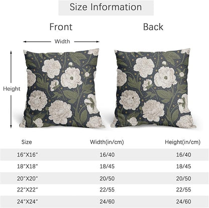 Vitage Floral Pillow Covers 16x16 Set of 2 Navy Blue Chinoiserie Pattern Rustic Spring Flower Decorative Outdoor Farmhouse Zipper Pillowcases Decorations Throw Cushion Cover Decor for Couch Sofa Bed