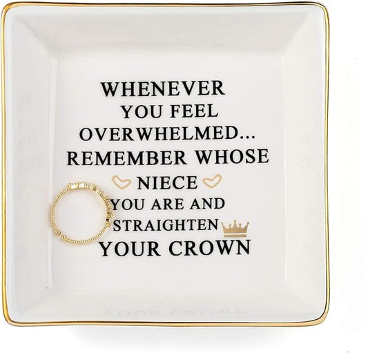 JoycuFF Inspirational Niece Gifts Ring Trinket Dish for Birthday Chrismas-Bestie Gift for Niece from Auntie