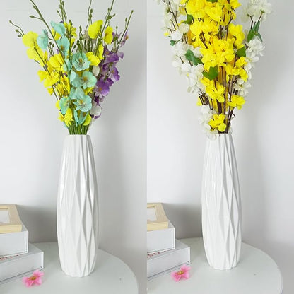 12Inch Tall Vase White Ceramic Flower Vase for Pampas Grass,Home Decor, Modern Textured Vases for Living Room Decorations,Table Centerpieces,Shelf,Farmhouse Small Ceramic Vase