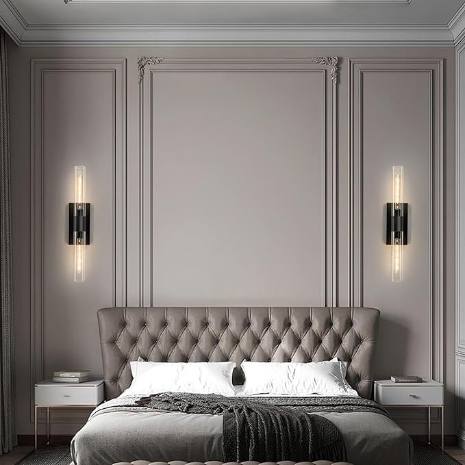 24.8" L Wall Sconces 2-Lights Black Wall Lights Fixtures Morden Cylinder Wall Light for Bathroom Vanity Light Indoor Wall Mounted Lamps for Living Room,Bedroom,Hallway