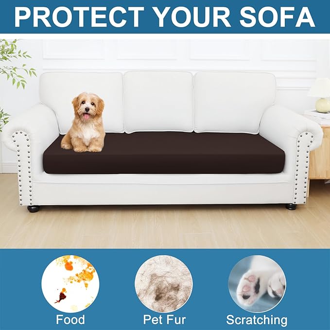 Smiry Printed Couch Cushion Covers, Stretch Soft Couch Covers for Sofa, Washable Non-Slip Sofa Slipcover Furniture Protector for Indoor and Outdoor (Large, Chocolate)
