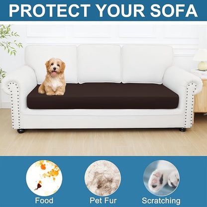 Smiry Printed Couch Cushion Covers, Stretch Soft Couch Covers for Sofa, Washable Non-Slip Sofa Slipcover Furniture Protector for Indoor and Outdoor (Large, Chocolate)