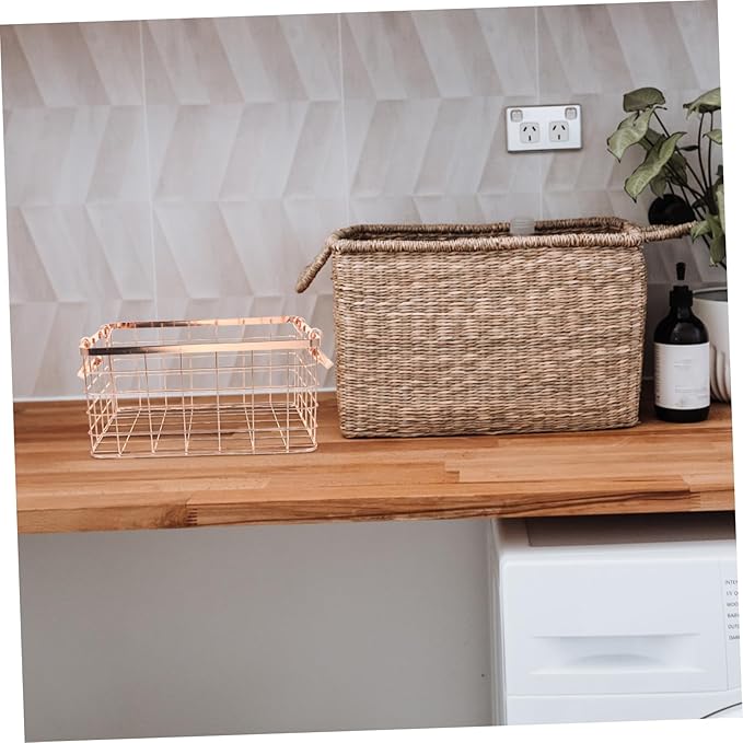 GLEAVI Nordic Style Wire Basket with Handle Iron-art Storage Organizer for Home and Office Decorative Storage Solution for Toys and Blankets