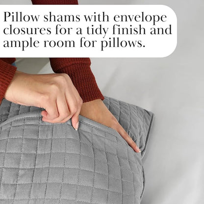 Southshore Fine Living, Inc. Twin XL Comforter Quilt Bedding Set, Dorm Room Bedding Essentials, Stain Resistant, Machine Washable Bedspread, XL/Twin Grey Quilt Bed Spread with Pillow Sham, Steel Grey