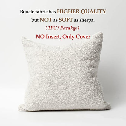 DOMVITUS Boucle Pillow Covers 24x24 Luxury Throw Pillow Covers Decorative Bed Sofa Pillows for Living Room Accent Couch Pillows Soft Cushion Case, 1PC, Ivory