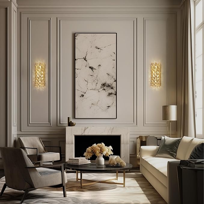 Crystal Wall Sconces,Modern Wall Light Fixtures,Chrome Wall Lamp,Luxury Crystal Wall Sconces for Living Room Bedroom Bathroom Hallway Doorway Stairway Bedside