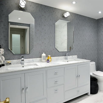 Chende 2PCS Large Bathroom Wall Mirror, 24" x 36" Modern Frameless Beveled Mirror with Beveled Edge, Octagonal, Unique Design, Vertical/Horizontal Hanging
