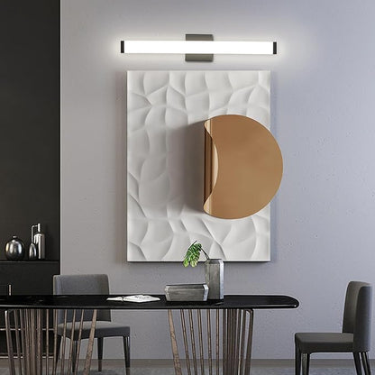 Bathroom Vanity Light Brushed Nickel Square LED 24 inch 14W 4000K Natural White Light Wall Bar Lighting Fixtures Over Mirror (Matte Black, 24in)