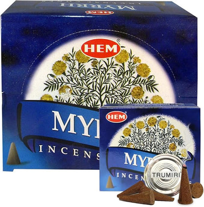 Myrrh Incense Cones and Cone Incense Burner Bundle Insence Insense Hem Incense