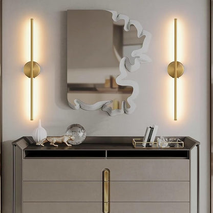 Wall Sconces Battery Operated Set of Two, Gold LED Wireless Wall Sconce with Remote Control 350° Rotate, 27.6 Inch Dimmable USB Rechargeable Wall Lights for Living Room Bedroom Hallway