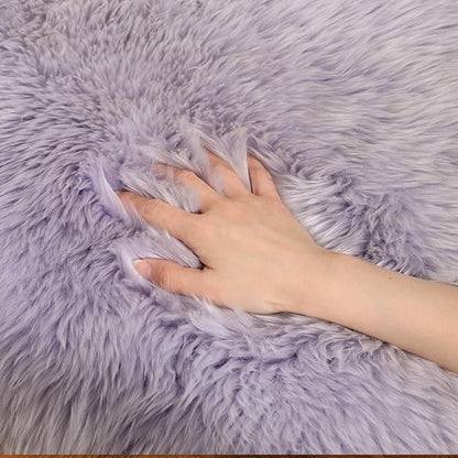 LLB Genuine Sheepskin Area Rug Wool Rug Fur Carpet Fluffy Shaggy Fur Rug for Living Room Kids Bedroom Real Sheepskin Throw Lambskin Rugs Sofa Mat Chair Seat Covers (Taro Purple, 2 x 3 ft Sheepskin)