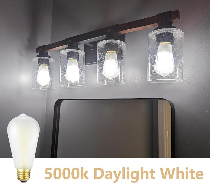 Dimmable Frosted Edison Bulbs,E26, 6W Equivalent 60W,600LM, Daylight White 5000K, AC120V,ST58 Antique LED Filament Bulbs with 90+ CRI, Frosted Glass, Pack of 6 (6W=60W Daylight)