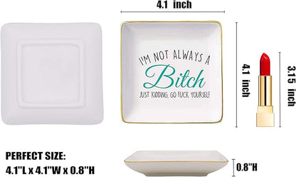 Topthink I'm Not Always – Ceramic Jewelry Holder Ring Dish Trinket Tray – Funny Birthday Christmas Gifts for Women,Her,Mom,Wife,Girlfriend,Sister,Grandmother,Aunt,Friend,BFF - Gag Present for Her