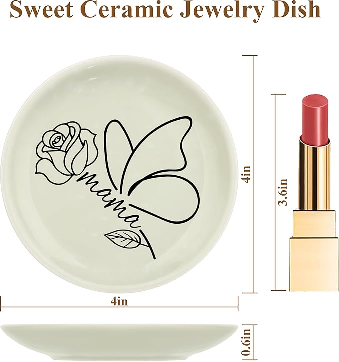 JoycuFF Mama New Mom Gifts for Women Jewelry Dish, Mama Mom to Be Gift Trinket Ring Dish New Mother Essentials
