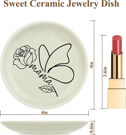 JoycuFF Mama New Mom Gifts for Women Jewelry Dish, Mama Mom to Be Gift Trinket Ring Dish New Mother Essentials