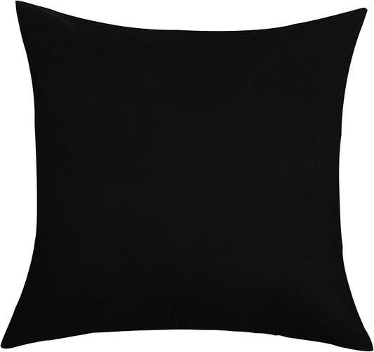 TangDepot Handmade Decorative Solid 100% Cotton Canvas Throw Pillow Covers/Pillow Shams, (16"x16", Black)