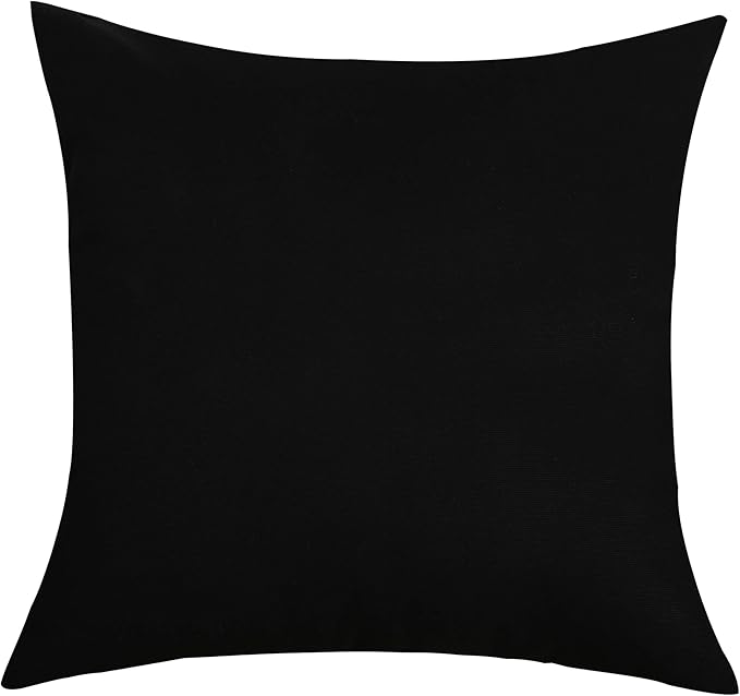 TangDepot Handmade Decorative Solid 100% Cotton Canvas Throw Pillow Covers/Pillow Shams, (14"x14", Black)