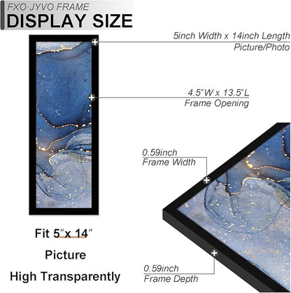 5x14 Picture Frame Set of 3, Black Frame for 5 x 14 Inch Picture Poster Photo, Light Weight and High Transparent 5 by 14 Frame for Wall - 3 Pack/Black/5"x14"