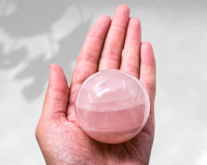 Amazing Gemstone Rose Quartz Crystal Ball with Stand - 2.5 Inches Large Crystal Sphere Meditation Balls for Witchcraft and Decorative Balls