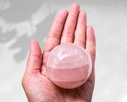 Amazing Gemstone Rose Quartz Crystal Ball with Stand - 2.5 Inches Large Crystal Sphere Meditation Balls for Witchcraft and Decorative Balls