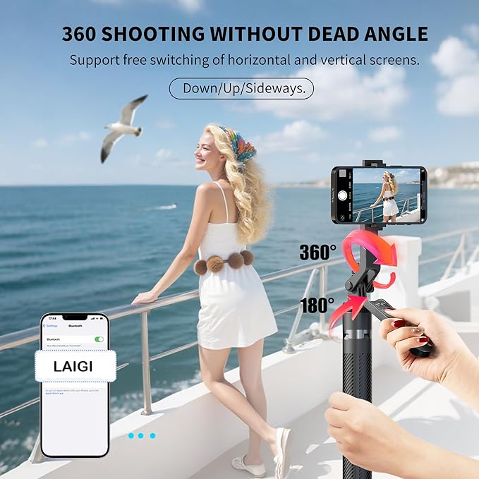 70" Tripod for Phone, Portable All in One Extendable Cell Phone Tripod Stand, Tall Travel Tripods for Recording Video Selfies Photo, with Wireless Remote Control for iPhone、Samsung、Android