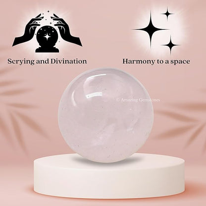 Amazing Gemstone Rose Quartz Crystal Ball - 1 Inches Crystal Sphere Meditation Balls for Witchcraft and Decorative Balls - Crystals and Healing Stones Beginners Gift (Pack of 1)