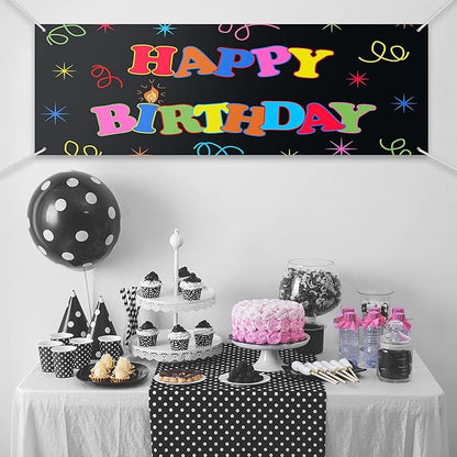 2 Pieces Large Banners Signs Polyester Oxford Cloth Sublimation Banner with Rope for Indoor Wall Outdoor Easy Hang Sign DIY Banner Sign for Business Office Supply (Black,2 x 4 Feet)