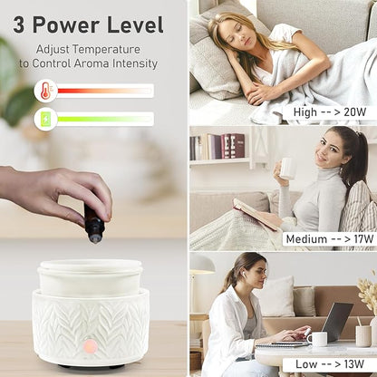 Wax Melt Warmer with Timer-3-in-1 Wax Melter Burner with Silicone Liner, Fragrance Warmer for Scented Candles, Wax Tarts, Essential Oils to Freshen Home Office, Auto Shut Off & Temperature Adjustment