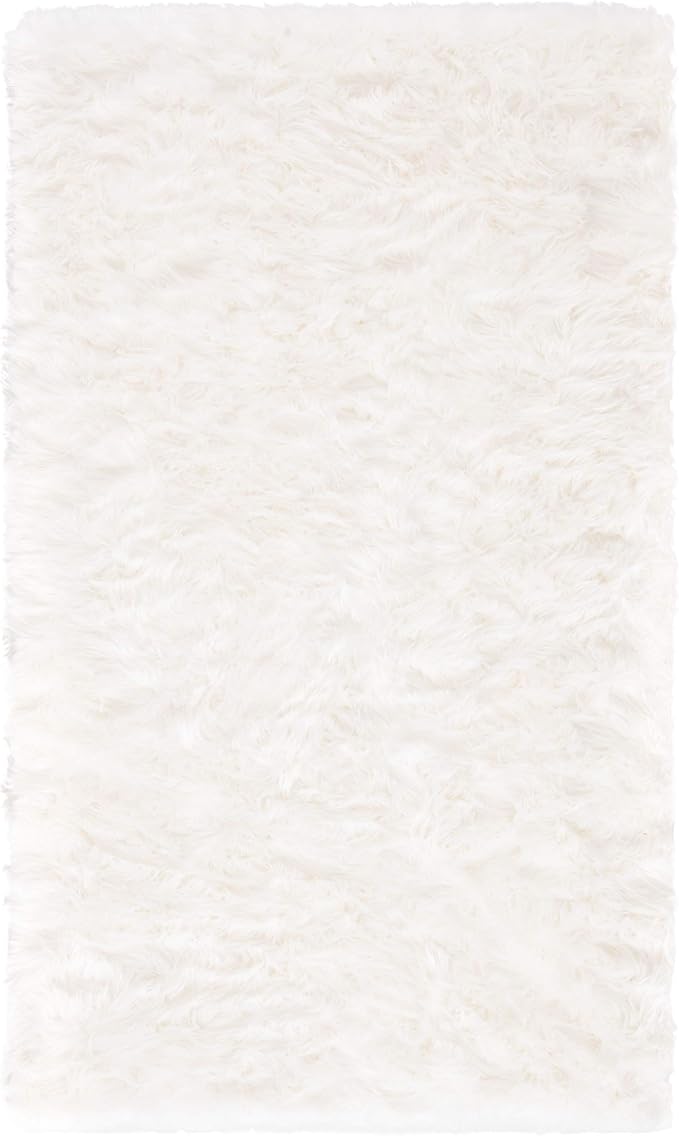 SAFAVIEH Faux Sheep Skin Collection Accent Rug - 4' x 6', Ivory, Silken Glam Design, Non-Shedding & Easy Care, 2.35-inch Thick Ideal for High Traffic Areas in Entryway, Living Room, Bedroom (FSS235A)