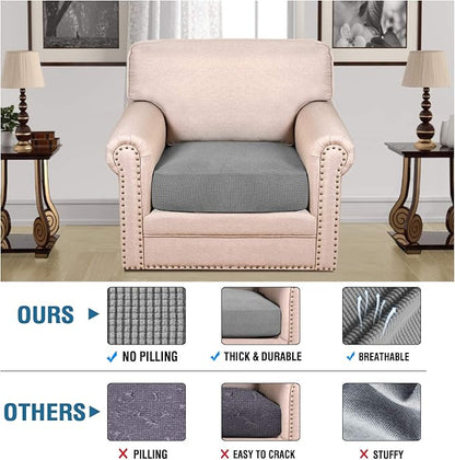 H.VERSAILTEX Stretch Couch Cushion Covers Individual Seat Sofa Chair Slipcovers Cushion Protector Cover Featuring Jacquard Textured Twill Fabric(1 Cushion Chair Cover, Dove)