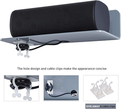 OAPRIRE Grey Acrylic Floating Shelves Set of 2 - Easily Expand Wall Space - Small Wall Shelf with Strong Adhesive for Bathroom, Bedroom, etc