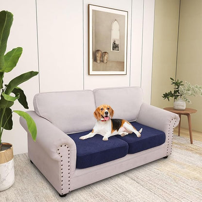 hyha Individual Couch Cushion Covers, Stretch Magic Sofa Seat Cushion Covers Washable, Dog Couch Sofa Slipcover for Pets, Kid with Elastic Bottom(2PC, Navy)