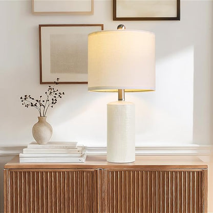20.5" Small Table Lamps for Living Room Lamp Set of 2 Ceramic Lamps for Bedroom Bedside Lamps Modern Boho Lamps for Night Stands Farmhouse Nightstand Lamp Side End Table Lamp, White