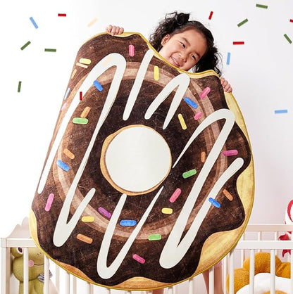 jinchan Cute Round Rug 3ft Chocolate Donut Fun Rug Washable Playroom Mat Sweet Dessert Circle Cool Rug Non Slip 3' Round Soft Cozy Doormat Small Funky Gift for Kids Toddler Nursery Teens Dorm Bedroom