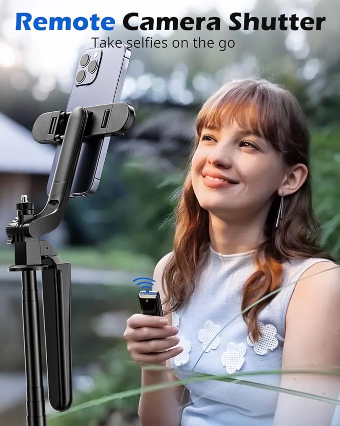 UBeesize 64'' Extendable Selfie Stick Tripod with Light & Remote, Adjustable Phone Tripod Stand for iPhone 17-11, Android, Camera, Travel Vlogging & Video Recording