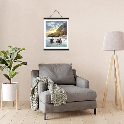 YK artwood Magnetic Poster Hanger Frame,16x20 16x22 16x24 Wood Magnet Frames Hangers for Photo Picture Maps Art Canvas Print Artwork Wall Hanging Black 16 Inch