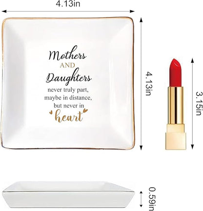 LADY&HOME Gifts for Mom from Daughter Mother's Day Birthday Christmas Thanksgiving Gifts for Mother and Daughter Ceramic Ring Trinket Dish (Mother)