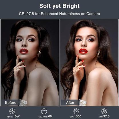 Lighting for Video Calls, 30 Light Modes Video Conference Light, Desk Ring Light with Stand for Webcam, Meetings, Live Stream, Home Office. CRI 97.8