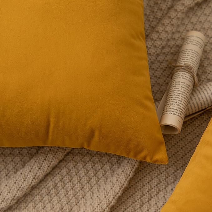 Set of 2 Velvet Throw Pillow Covers for Couch and Bed - 18"x18", Marigold