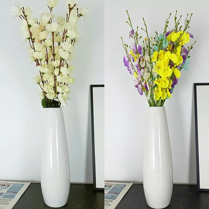 12Inch Tall White Ceramic Flower Vase,Home Decor White Vases for Pampas Grass,Modern Textured Vases for Living Room Decorations,Shelf,Table Centerpieces,Farmhouse Small Ceramic Vase