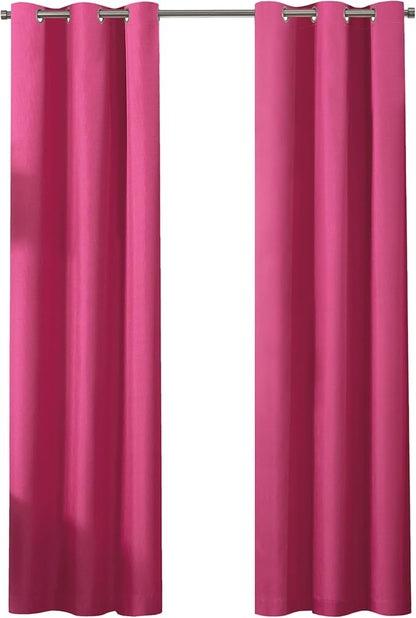 Eclipse Kendall Blackout Curtain, Thermal Insulated Grommet Window Panel, Noise Reducing Curtains for Bedroom, Living Room or Nursery, (1 Panel), 63 in Long x 42 in Wide, Raspberry