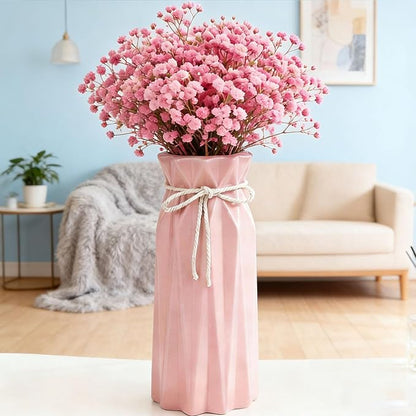 Ceramic Flower 9.5" H x 3.9" W Pink Vase Modern Home Decor Vases for Centerpieces Minimalist Farmhouse Cute Decorative Vases Flowers Tulip Pampas Grass Vase for Table Bathroom Shelf