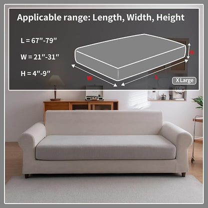 Sectional Couch Covers, Wear Resistant Stretch Sofa Covers Washable Soft Couch Cushion Covers Anti Slip Furniture Protector Sofa Slipcovers for Pets (1 Piece Oversized Sofa Cushion, Light Gray)