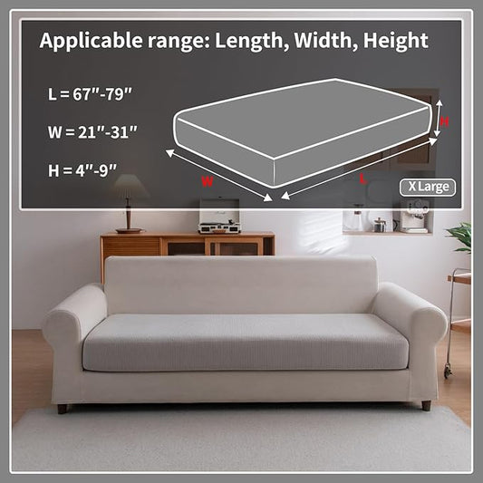 Sectional Couch Covers, Wear Resistant Stretch Sofa Covers Washable Soft Couch Cushion Covers Anti Slip Furniture Protector Sofa Slipcovers for Pets (1 Piece Oversized Sofa Cushion, Light Gray)