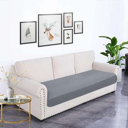 hyha Waterproof Couch Cushion Covers, Stretch Sofa Couch Seat Slipcover for Dog Washable, Non-Slip Waterproof Outdoor Cushion Covers for Patio Furniture Replacement (1 Piece for Large, Dark Grey)