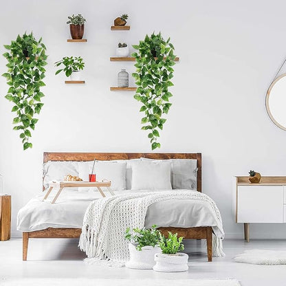 BLEUM CADE Fake Hanging Plants, 8pcs Artificial Hanging Plant, Faux Pothos Vines Greenery for Wall Home Living Room Office Indoor Outdoor Decor (No Baskets)