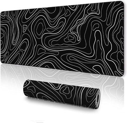 Topographic Mouse Pad Large, Gaming Mouse Pad, XXL Mousepad, Keyboard and Mouse Pad, Desk Mat, 35.3 x 15.7 in, Minimalist Contour for Office