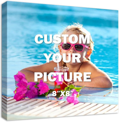 YYYYHPP Canvas Prints with Your Photos, Personalized Photo to Canvas Wall Art,Canvas Printing for Wedding, Family, Baby, Pets, Home Office Decor, Wrapped Frame 8"x 8"