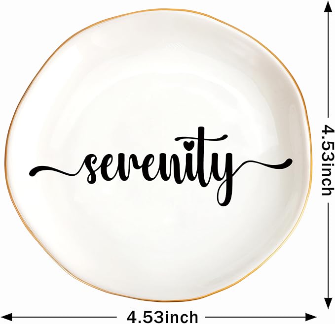 JoycuFF Serenity Personalized Name Ceramic Jewelry Tray, Mothers Day Christmas Anniversary Engagement Birthday Gifts for Women Couples, Trinket Dish for Rings Earrings Necklaces Bracelets Keys