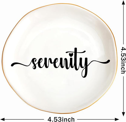 JoycuFF Serenity Personalized Name Ceramic Jewelry Tray, Mothers Day Christmas Anniversary Engagement Birthday Gifts for Women Couples, Trinket Dish for Rings Earrings Necklaces Bracelets Keys